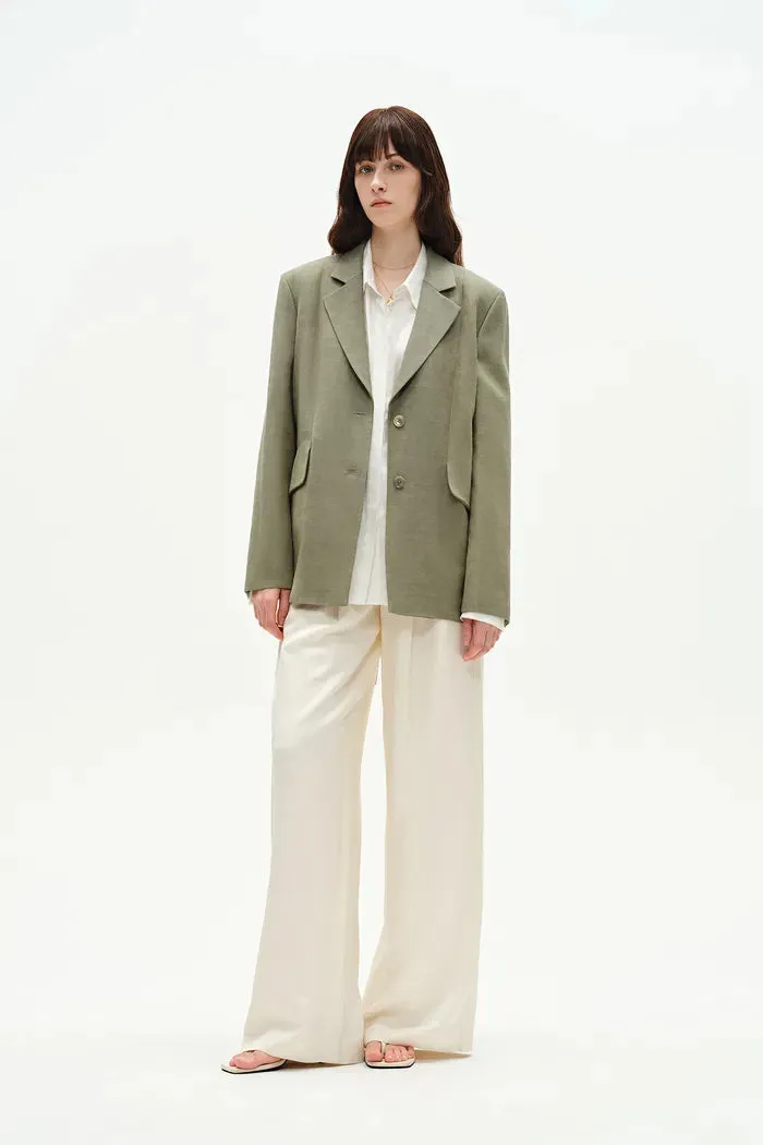 Graf Sage Green Suit Jacket in Linen Blend sold by Fabrique