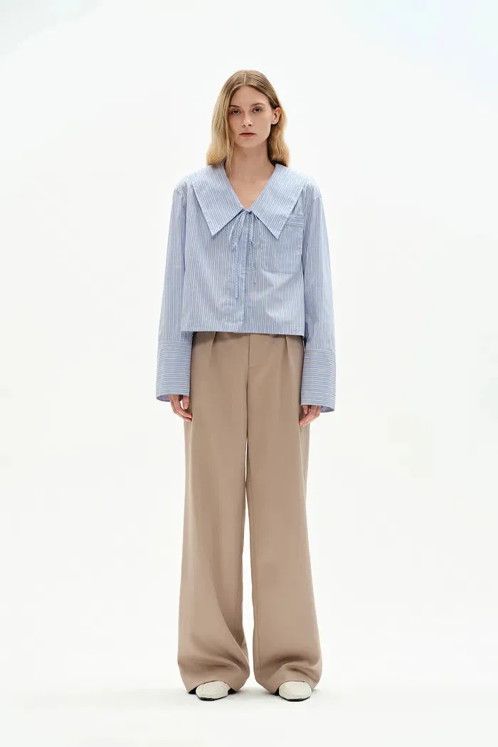 Holkham Oversized Collar Striped shirt in Cotton Blend Poplin sold by Fabrique product image thumbnail 4