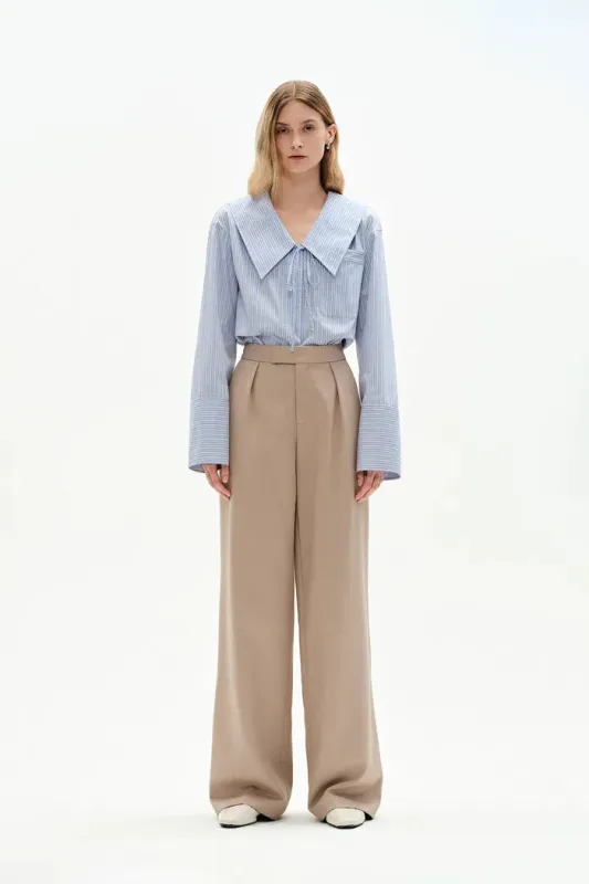 Holkham Oversized Collar Striped shirt in Cotton Blend Poplin sold by Fabrique