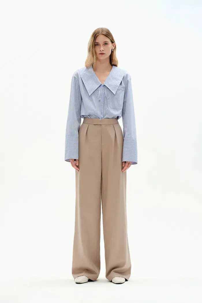 Holkham Oversized Collar Striped shirt in Cotton Blend Poplin sold by Fabrique