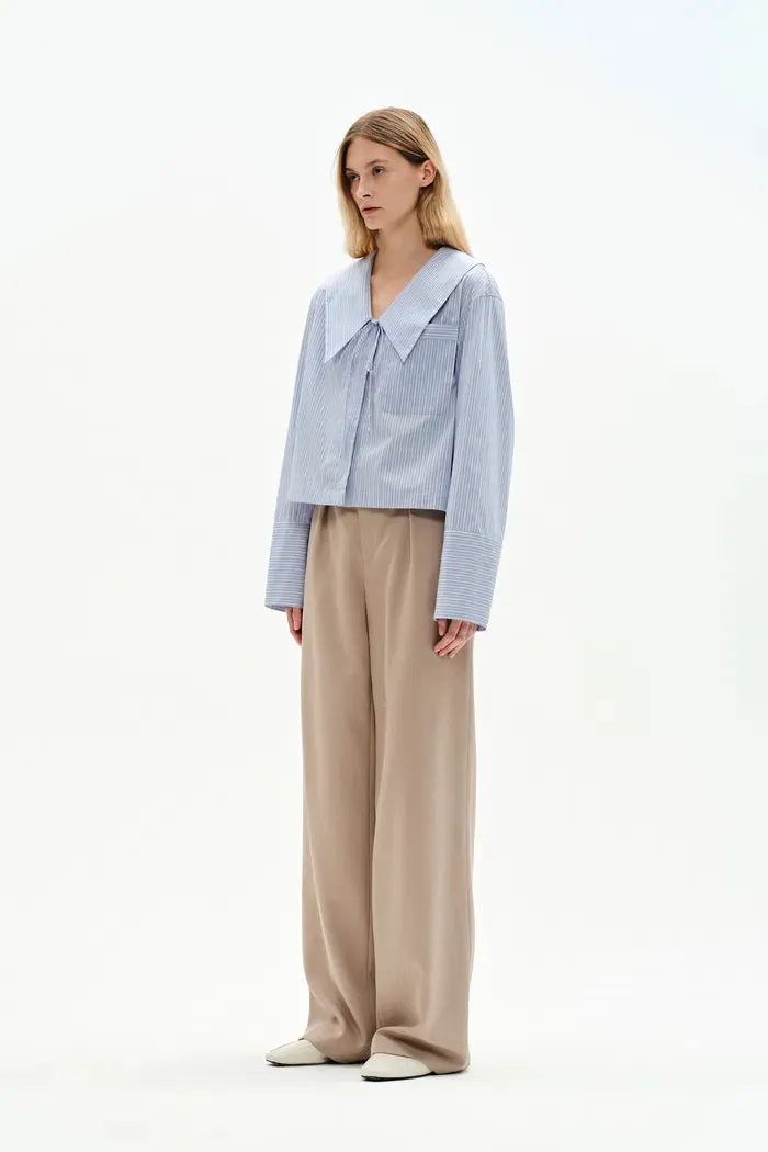 Holkham Oversized Collar Striped shirt in Cotton Blend Poplin sold by Fabrique product image thumbnail 5