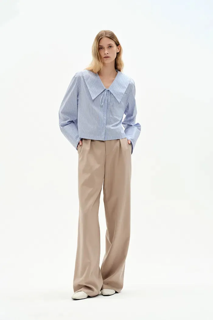 Holkham Oversized Collar Striped shirt in Cotton Blend Poplin sold by Fabrique product image thumbnail 3