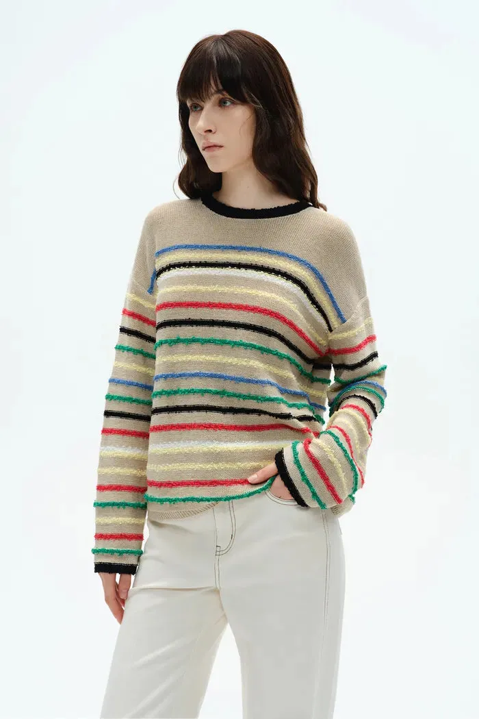 Blair Rainbow Striped Sweater in Linen Blend Knit sold by Fabrique product image thumbnail 5