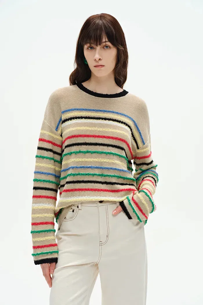 Blair Rainbow Striped Sweater in Linen Blend Knit sold by Fabrique product image thumbnail 2