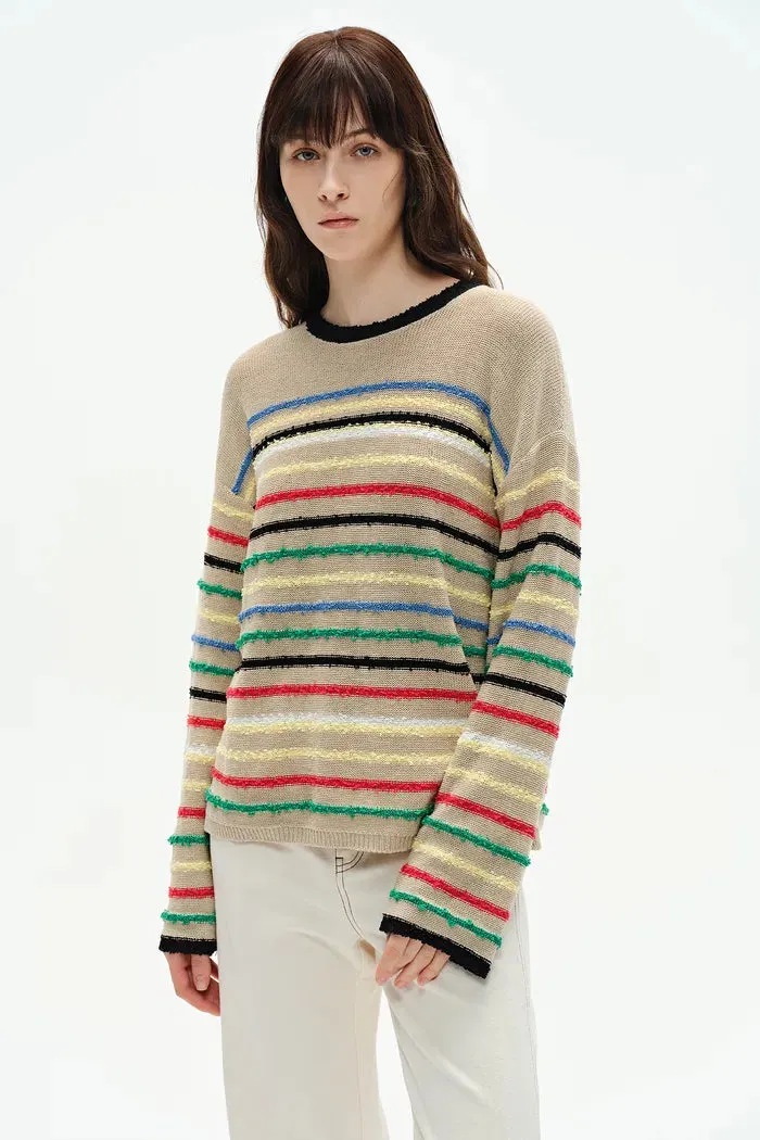 Blair Rainbow Striped Sweater in Linen Blend Knit sold by Fabrique product image thumbnail 4