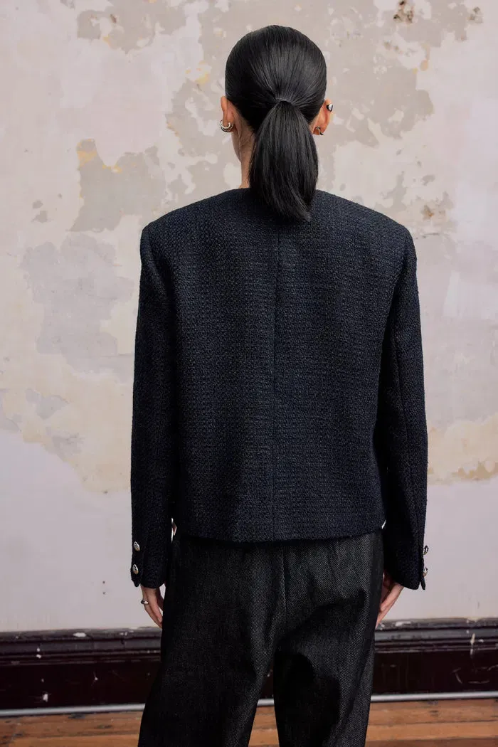 Gloria Navy Coat in Wool Tweed sold by Fabrique product image thumbnail 5