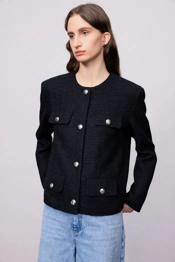 Gloria Navy Coat in Wool Tweed sold by Fabrique product image thumbnail 2