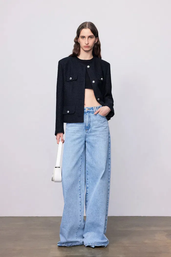 Gloria Navy Coat in Wool Tweed sold by Fabrique