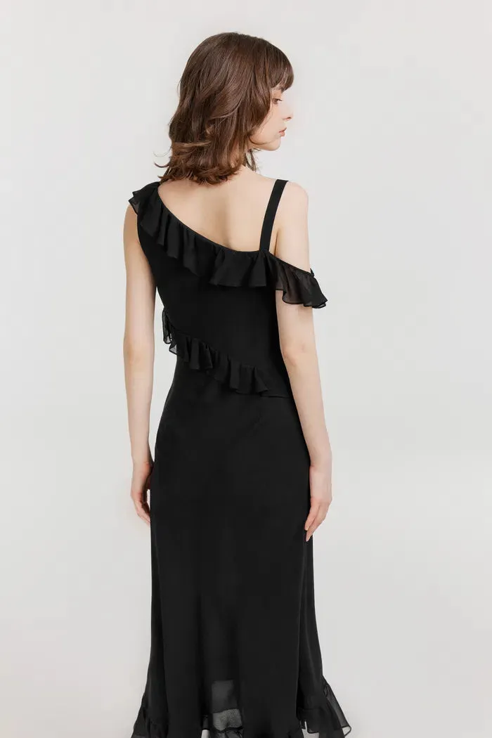 Calla Asymmetrical Ruffle Dress in Georgette Silk sold by Fabrique product image thumbnail 5