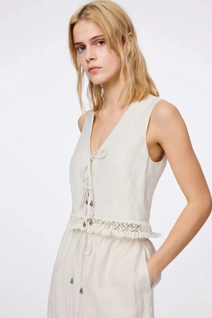 Velia Fringed Vest Set in Cotton Linen sold by Fabrique product image thumbnail 2