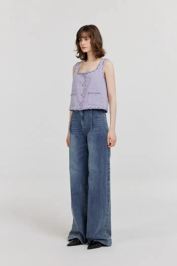 Hailey Contrast Trim Vest in Herringbone Tweed sold by Fabrique product image thumbnail 3