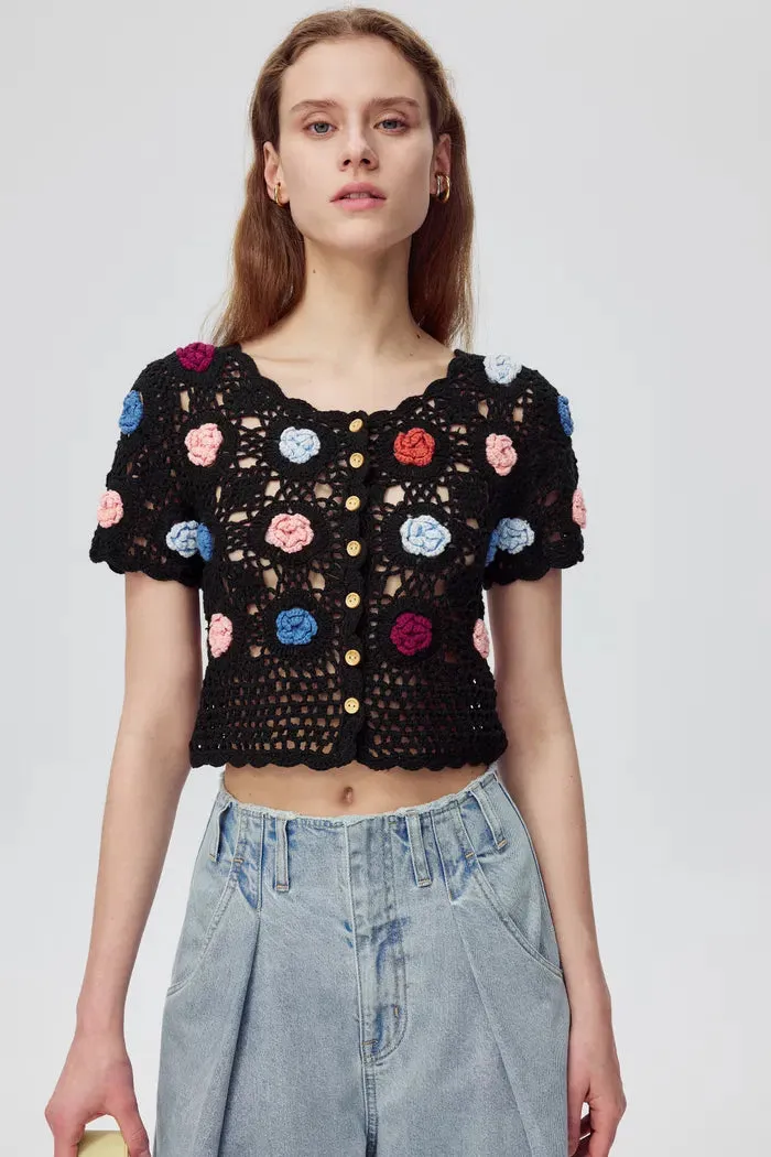 Alice Handcrafted Flora Crochet Top in Cotton Knit sold by Fabrique product image thumbnail 2