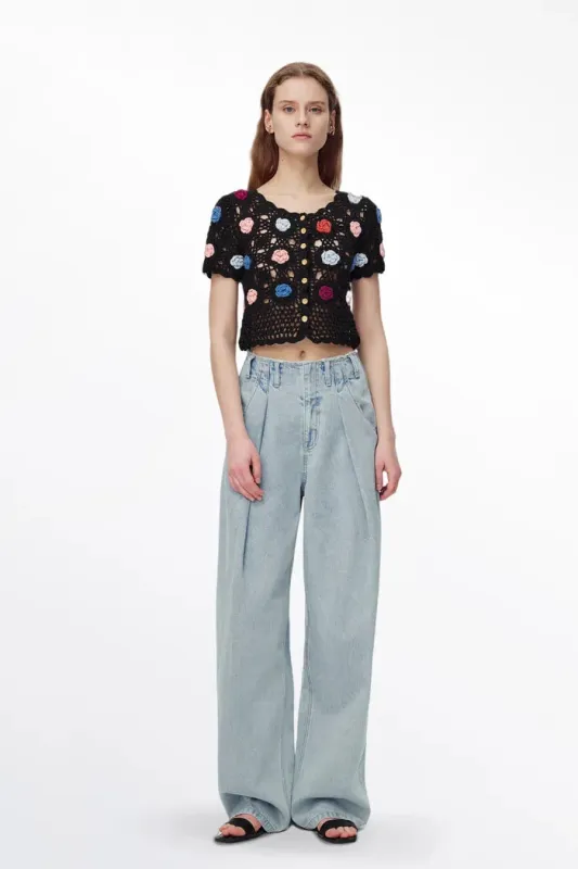 Alice Handcrafted Flora Crochet Top in Cotton Knit sold by Fabrique