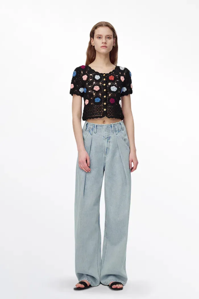 Alice Handcrafted Flora Crochet Top in Cotton Knit sold by Fabrique