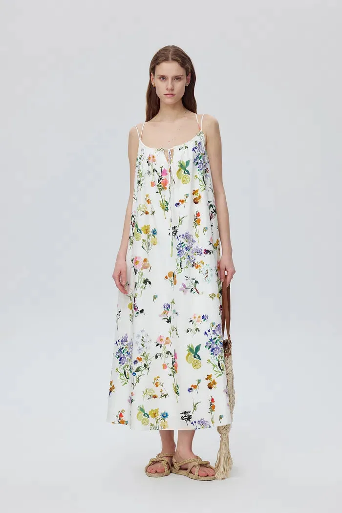 Lucie Flora Print Tie-Waist Dress in Silk Cotton sold by Fabrique product image thumbnail 3