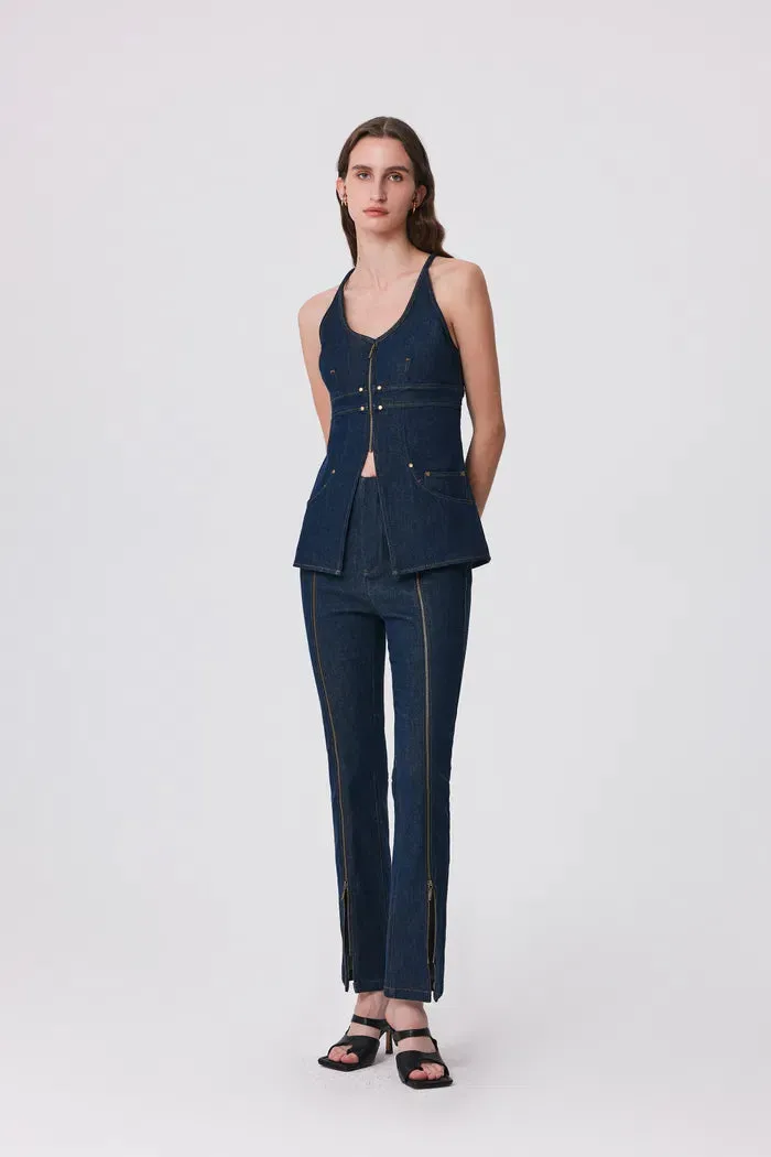 Gus Peplum Vest in Tencel Denim sold by Fabrique