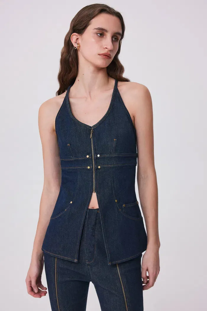 Gus Peplum Vest in Tencel Denim sold by Fabrique product image thumbnail 2