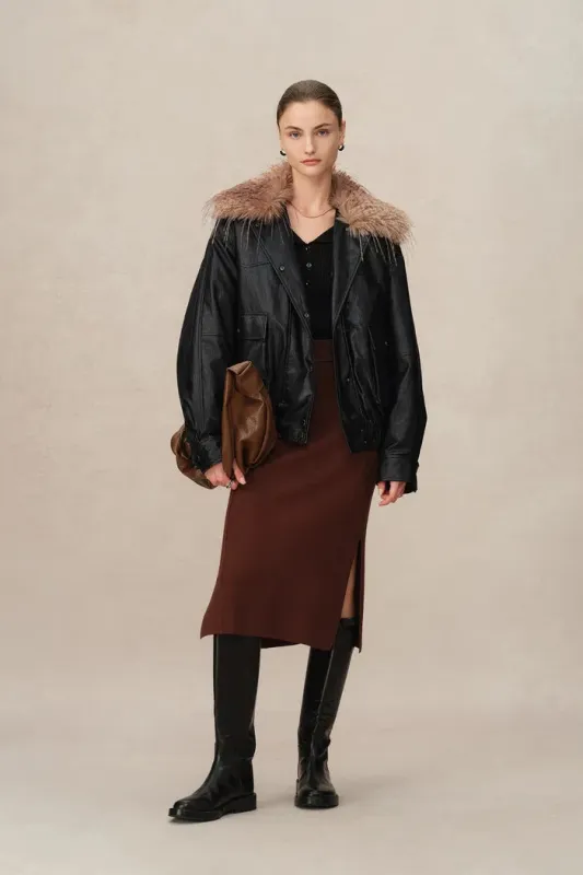 Niki Cropped Jacket in Vegan Leather and White Duck Down sold by Fabrique