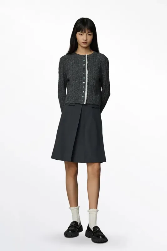 Kaia Laced Cardigan in Contrast Dotted Yarn Knit sold by Fabrique