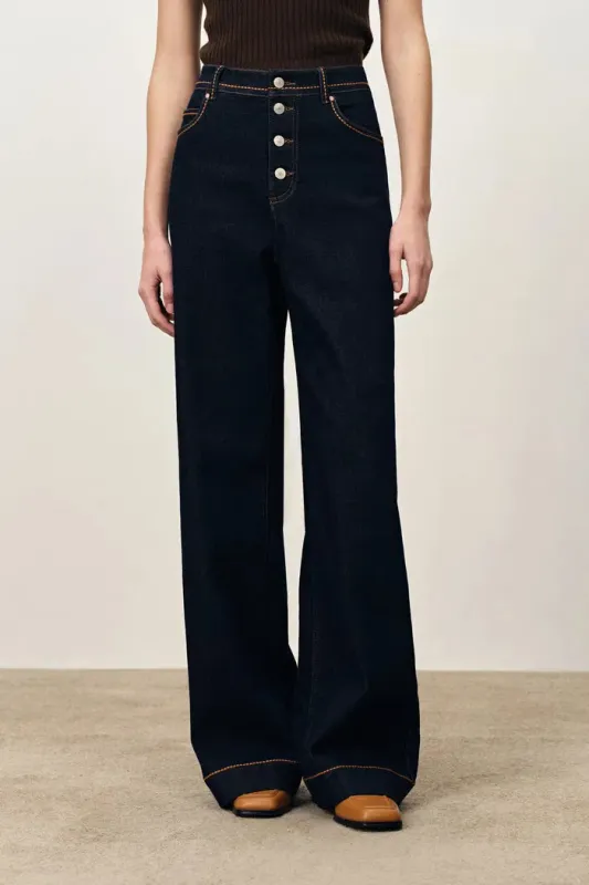 Calista Boho Inspired Embroidered Jeans in Stretchy Denim sold by Fabrique