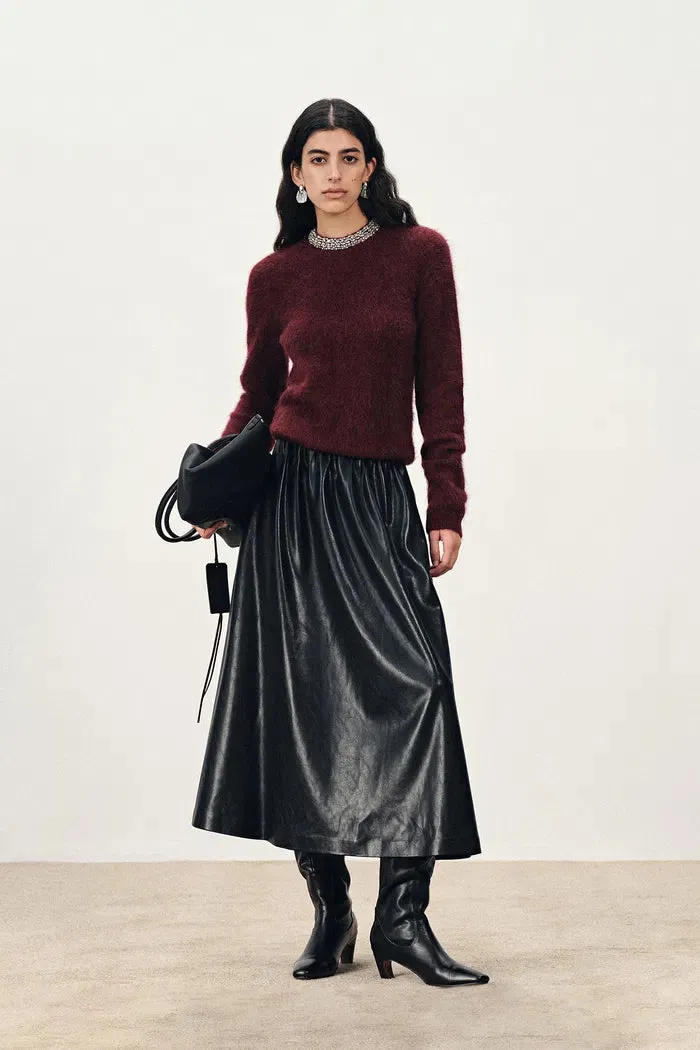 Emma Pleated Waist Leather Skirt in Faux Leather sold by Fabrique product image thumbnail 2
