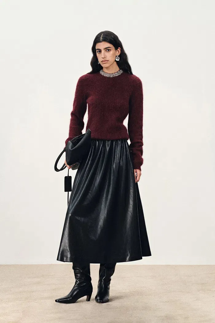 Emma Pleated Waist Leather Skirt in Faux Leather sold by Fabrique product image thumbnail 3