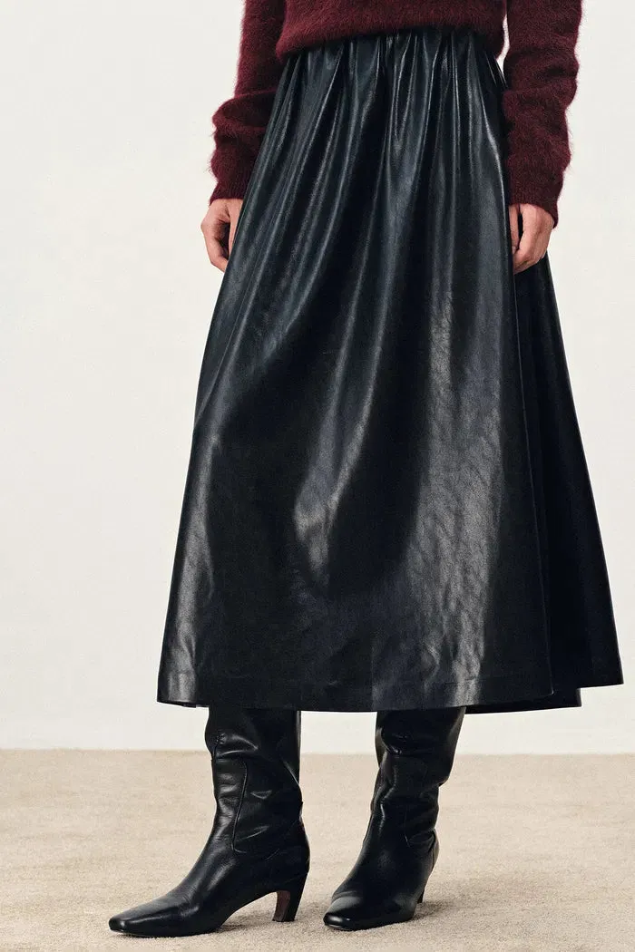 Emma Pleated Waist Leather Skirt in Faux Leather sold by Fabrique product image thumbnail 4