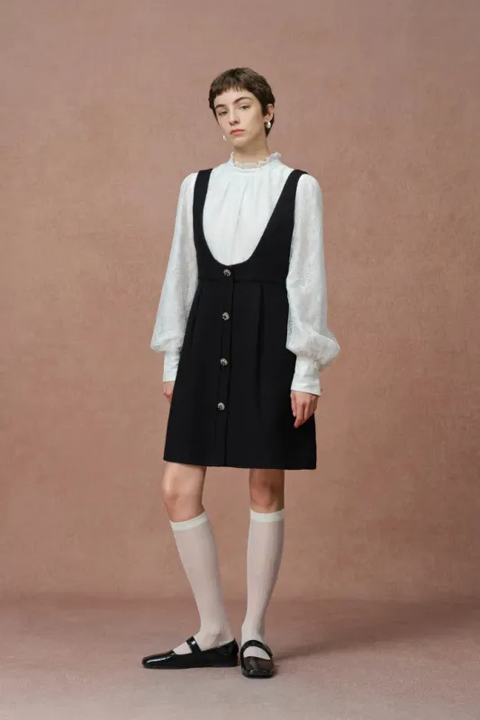 Julie Two Piece Dress in Lace and Tencel-Linen with French Bouclé sold by Fabrique