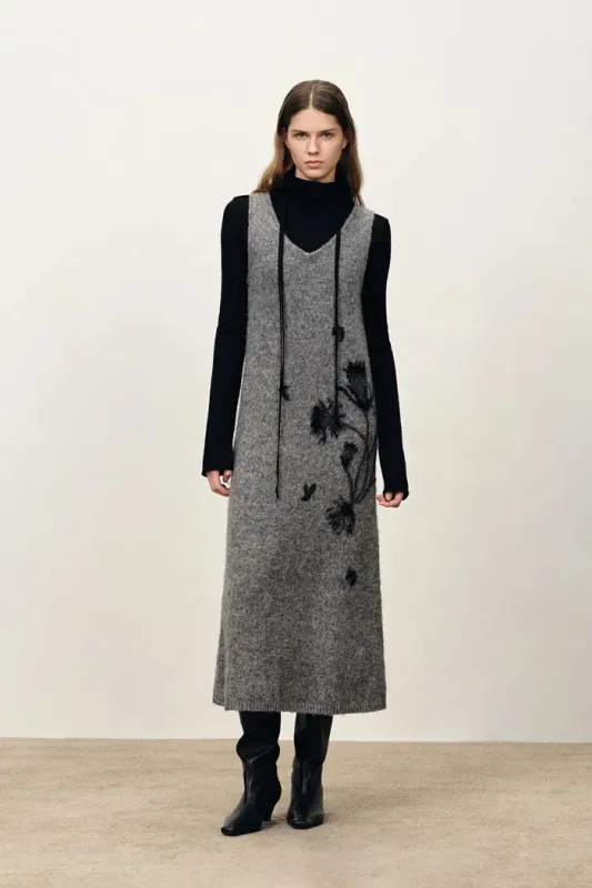 Tania Intarsia Sleeveless Dress in Merino Alpaca Wool Blend Knit sold by Fabrique