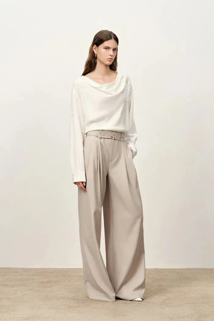 Halley Tie Waist Wide Leg Suit Pants in Wrinkle Resistant Suiting Fabric sold by Fabrique product image thumbnail 4