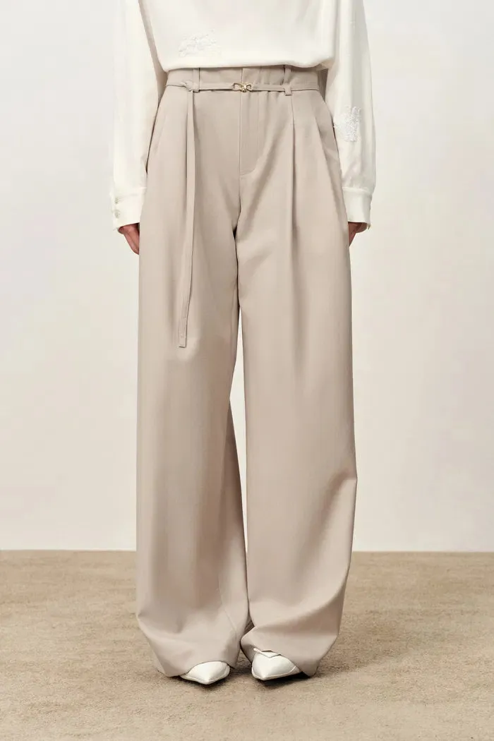 Halley Tie Waist Wide Leg Suit Pants in Wrinkle Resistant Suiting Fabric sold by Fabrique product image thumbnail 5