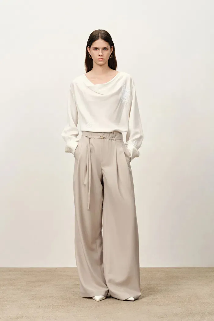 Halley Tie Waist Wide Leg Suit Pants in Wrinkle Resistant Suiting Fabric sold by Fabrique product image thumbnail 2