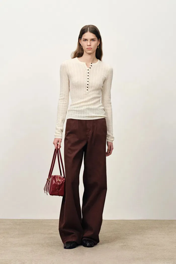 Issac Lightweight Long Sleeve Sweater in Merino Wool Cable Knit sold by Fabrique product image thumbnail 4