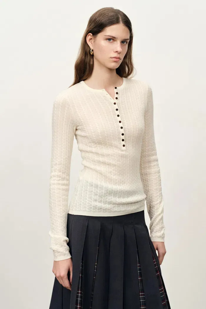 Issac Lightweight Long Sleeve Sweater in Merino Wool Cable Knit sold by Fabrique product image thumbnail 5