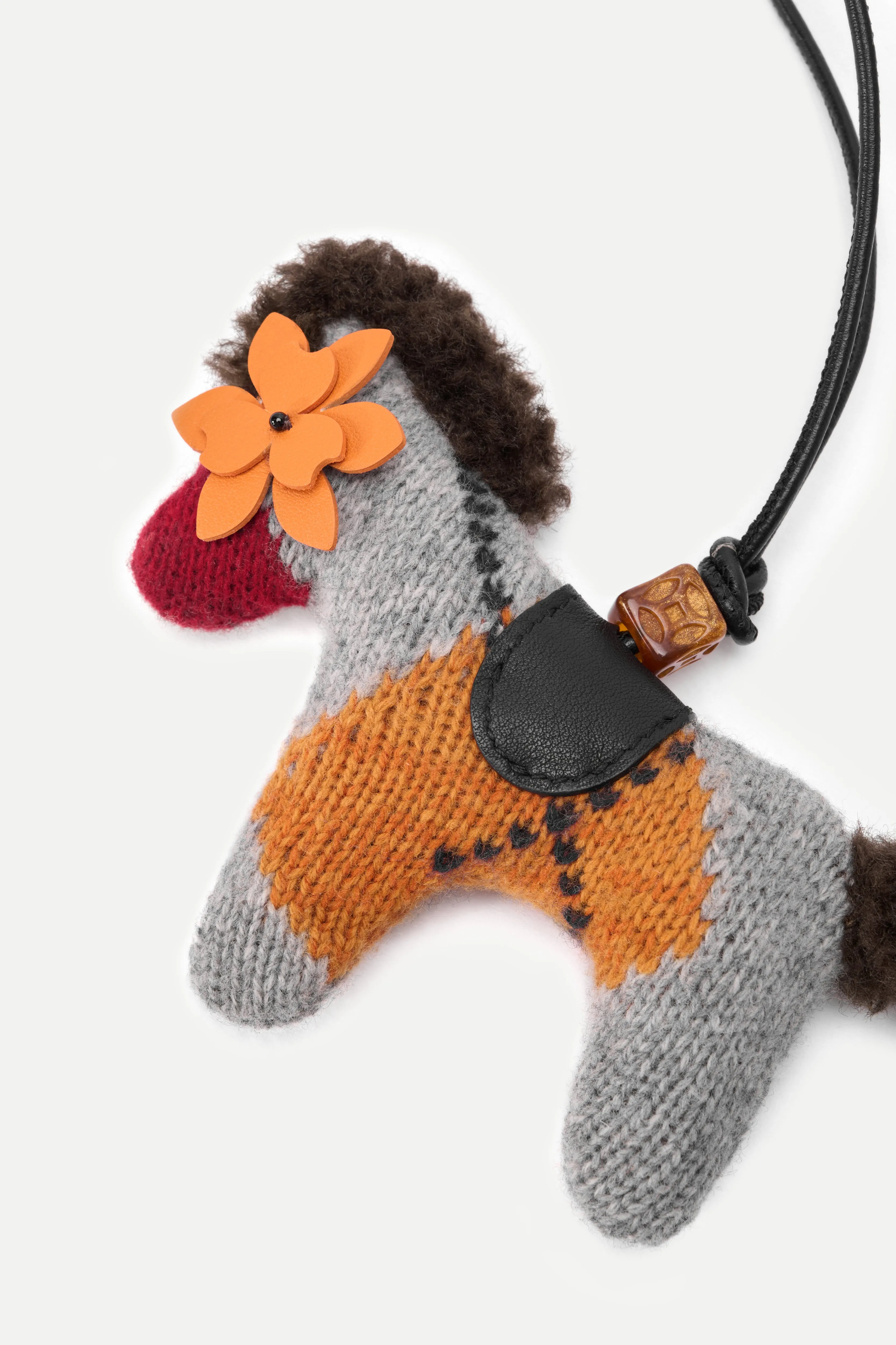 Phillipa Knit Gingham Flower Eye Pony Bag Charm sold by Fabrique product image thumbnail 3