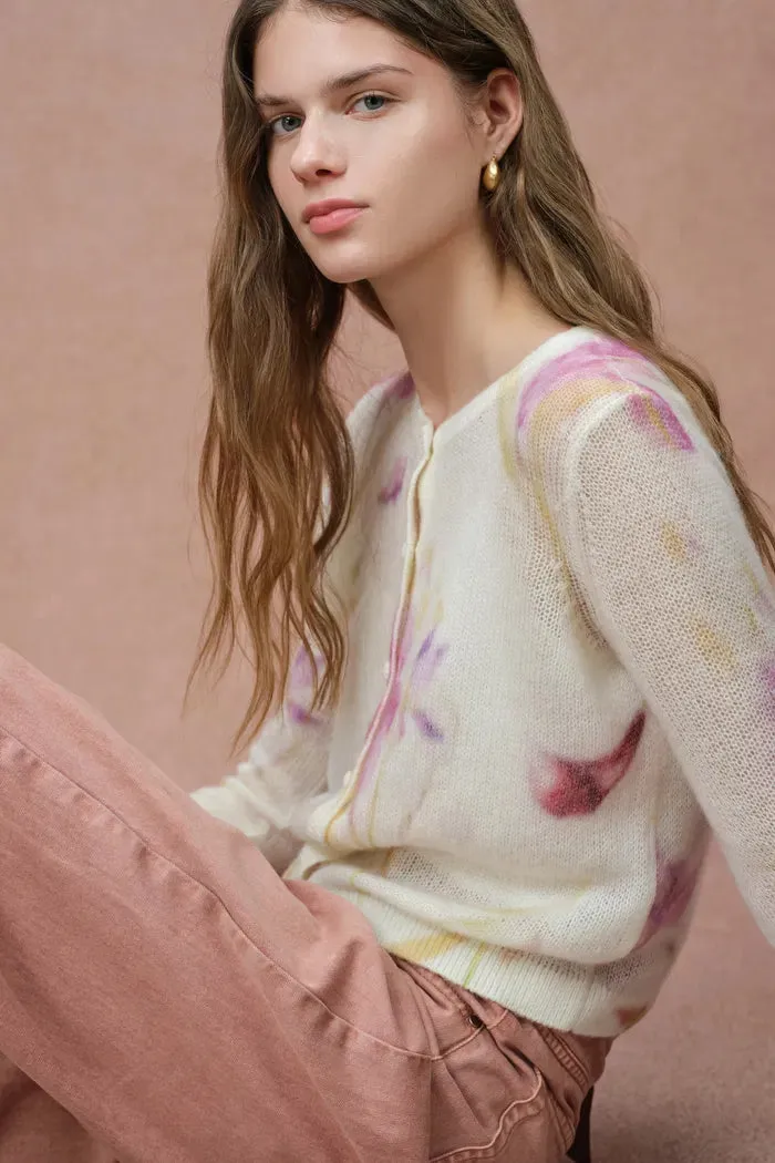 Irida Iris and Lily Print Knit Cardigan in Merino-Mohair Blend sold by Fabrique product image thumbnail 4
