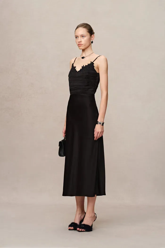 Rosa Lace Panel Slip Dress in Premium Japanese Soalon™ sold by Fabrique product image thumbnail 3