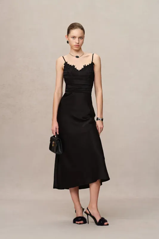Rosa Lace Panel Slip Dress in Premium Japanese Soalon™ sold by Fabrique