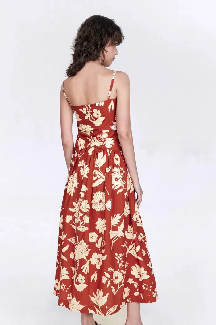 Sienna Asymetrical Strap Flora Print Cami Dress in Matte Cotton sold by Fabrique product image thumbnail 5