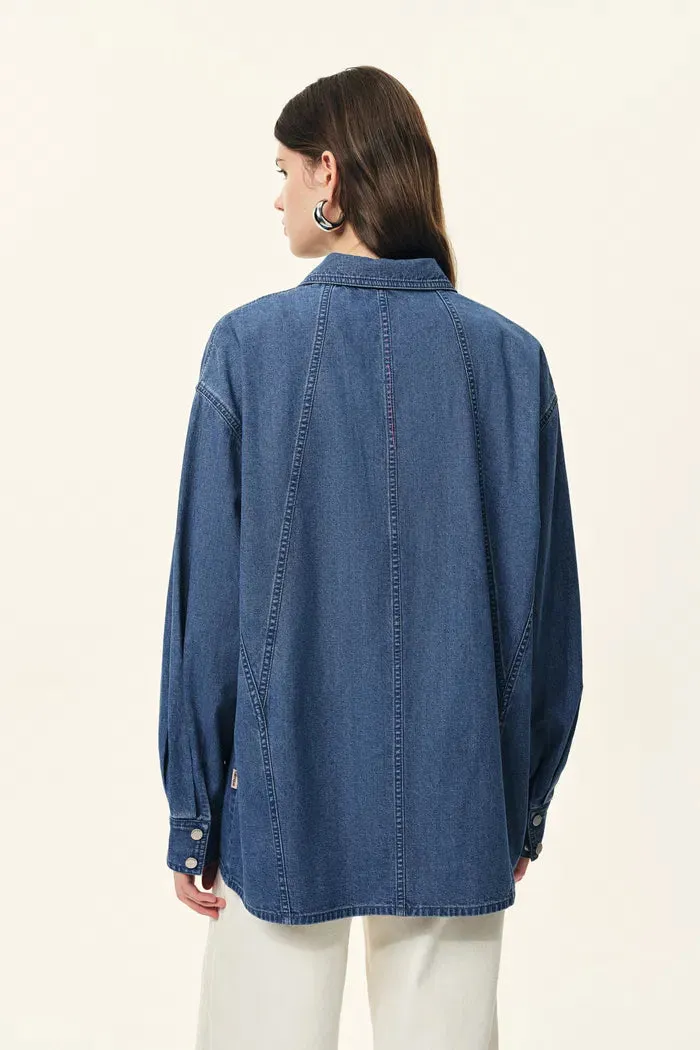 Skye Seam Detail Denim Shirt in Cotton Denim sold by Fabrique product image thumbnail 5