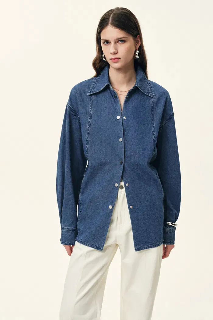 Skye Seam Detail Denim Shirt in Cotton Denim sold by Fabrique product image thumbnail 4