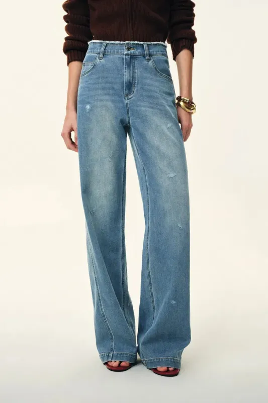 Raven Side Seams Wide Leg Jeans in Lightweight Cotton Denim sold by Fabrique