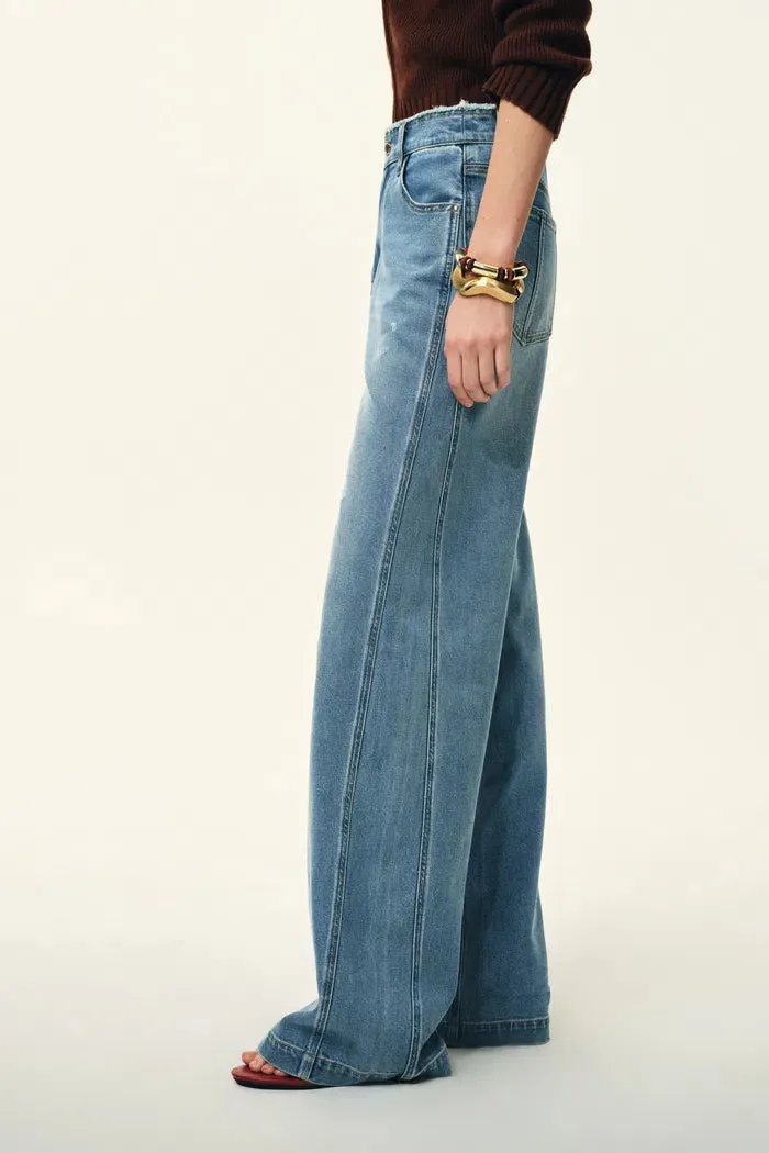 Raven Side Seams Wide Leg Jeans in Lightweight Cotton Denim sold by Fabrique product image thumbnail 3