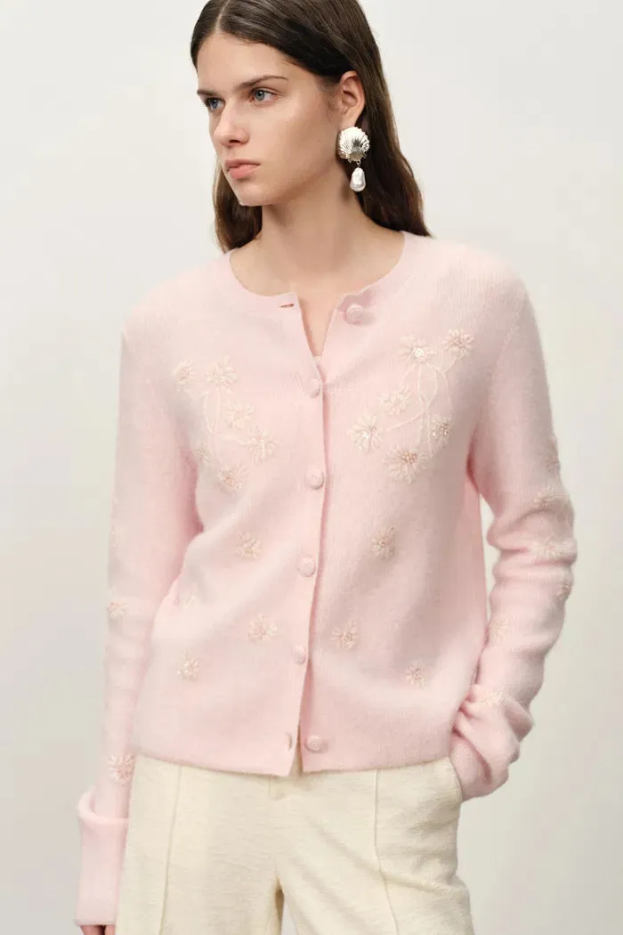 Letitia Hand Embroidered Floral Cardigan in Wool Alpaca Knit sold by Fabrique product image thumbnail 2