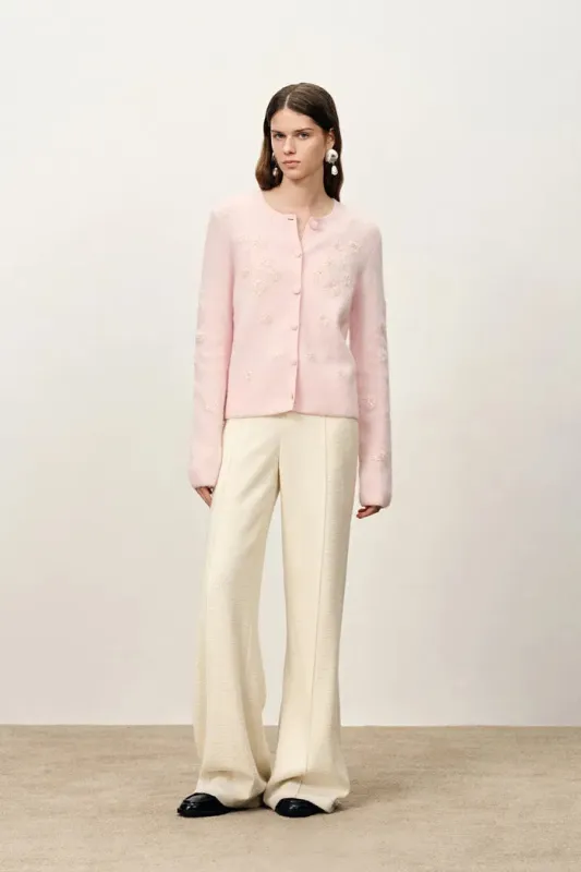Letitia Hand Embroidered Floral Cardigan in Wool Alpaca Knit made by Fabrique