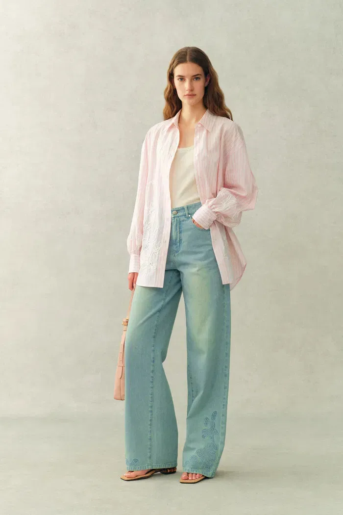 Brooke Puff Sleeve Oversized Striped Shirt In Cotton Poplin sold by Fabrique product image thumbnail 3