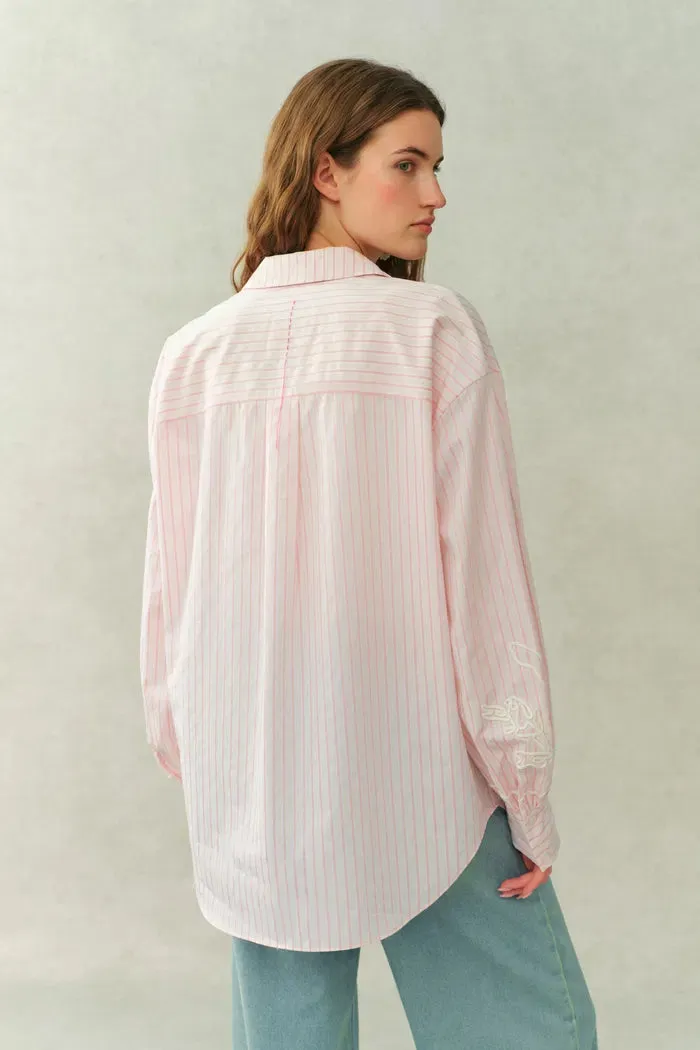 Brooke Puff Sleeve Oversized Striped Shirt In Cotton Poplin sold by Fabrique product image thumbnail 5