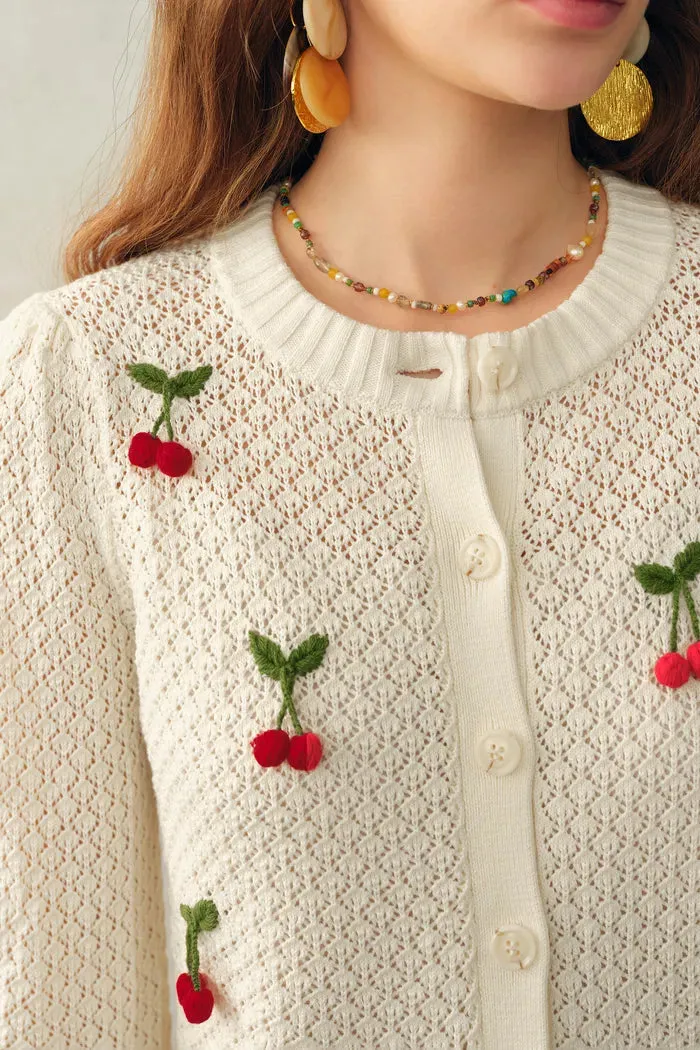 Lyes Openwork Crewneck Cardigan In Fine Cotton Yarn Knit sold by Fabrique product image thumbnail 5