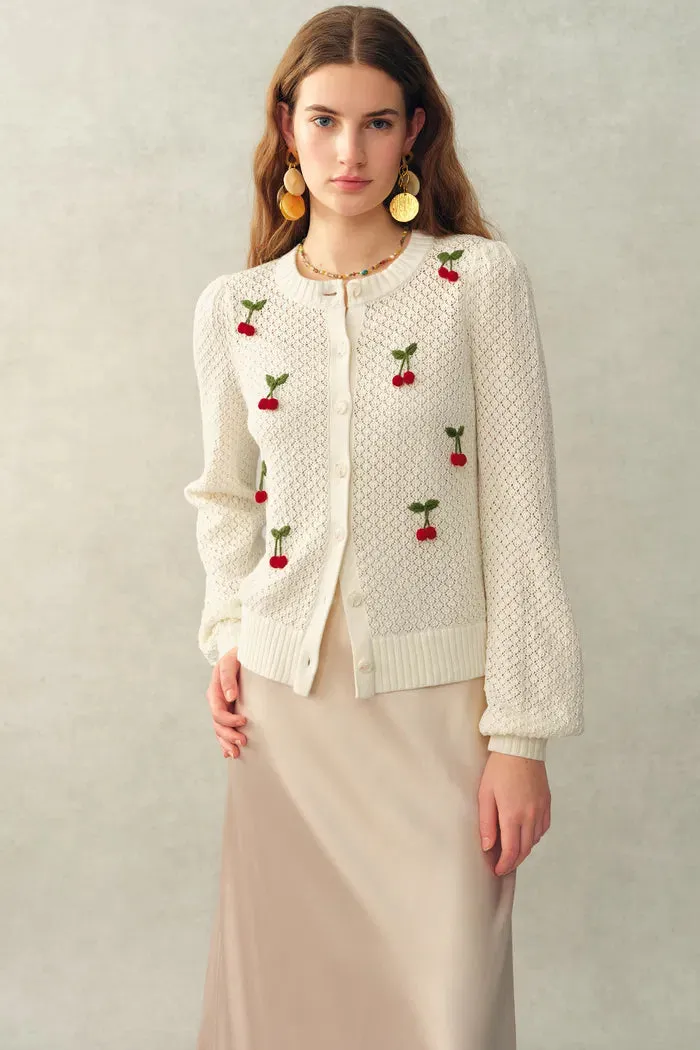 Lyes Openwork Crewneck Cardigan In Fine Cotton Yarn Knit sold by Fabrique product image thumbnail 2