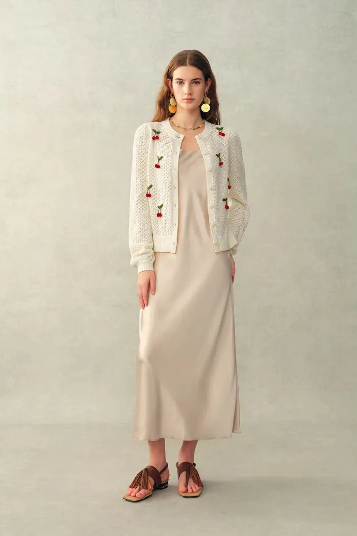 Lyes Openwork Crewneck Cardigan In Fine Cotton Yarn Knit sold by Fabrique product image thumbnail 3